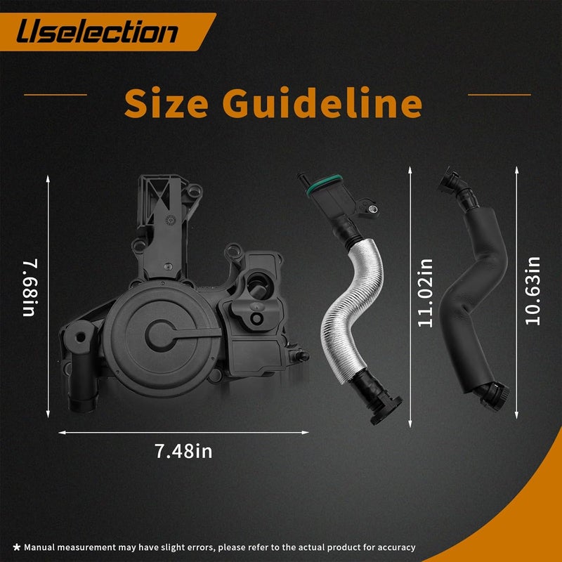 Uselection 06H103495AB PCV Valve Engine Crankcase Vent Oil Separator Breather Hose 3-Piece Compatible for Audi A3 A4 A5 Q5 TT VW Beetle CC Jetta Passat Tiguan 1.8 2.0TSI 06H103495A 06H103495AH 06H103495AC - Image 4